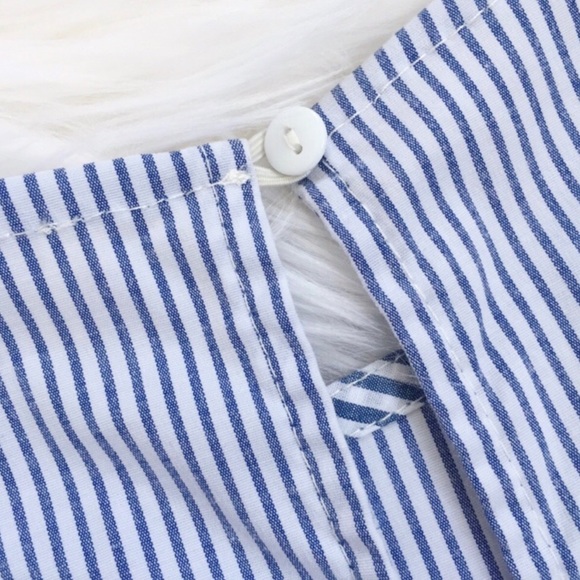 Nordstrom NYTT Ruffled Striped Blouse Blue White - Picture 4 of 5